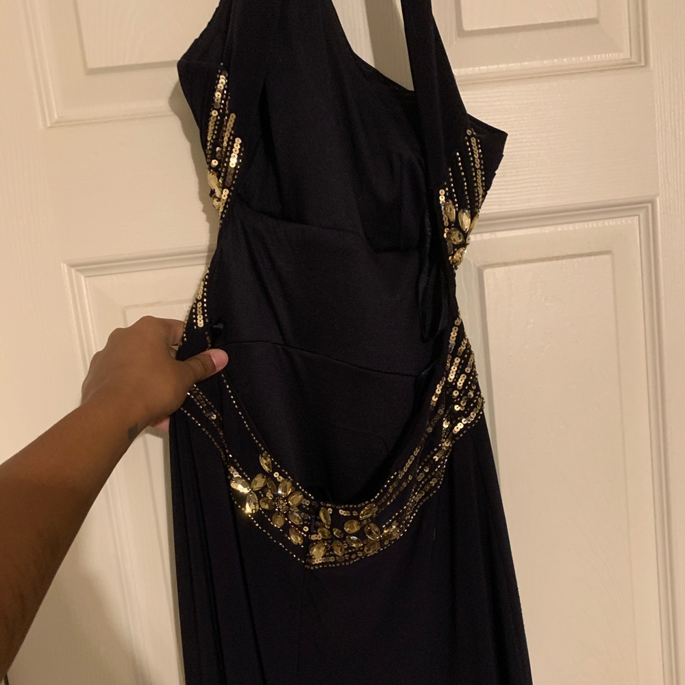 Deep navy blue evening gown